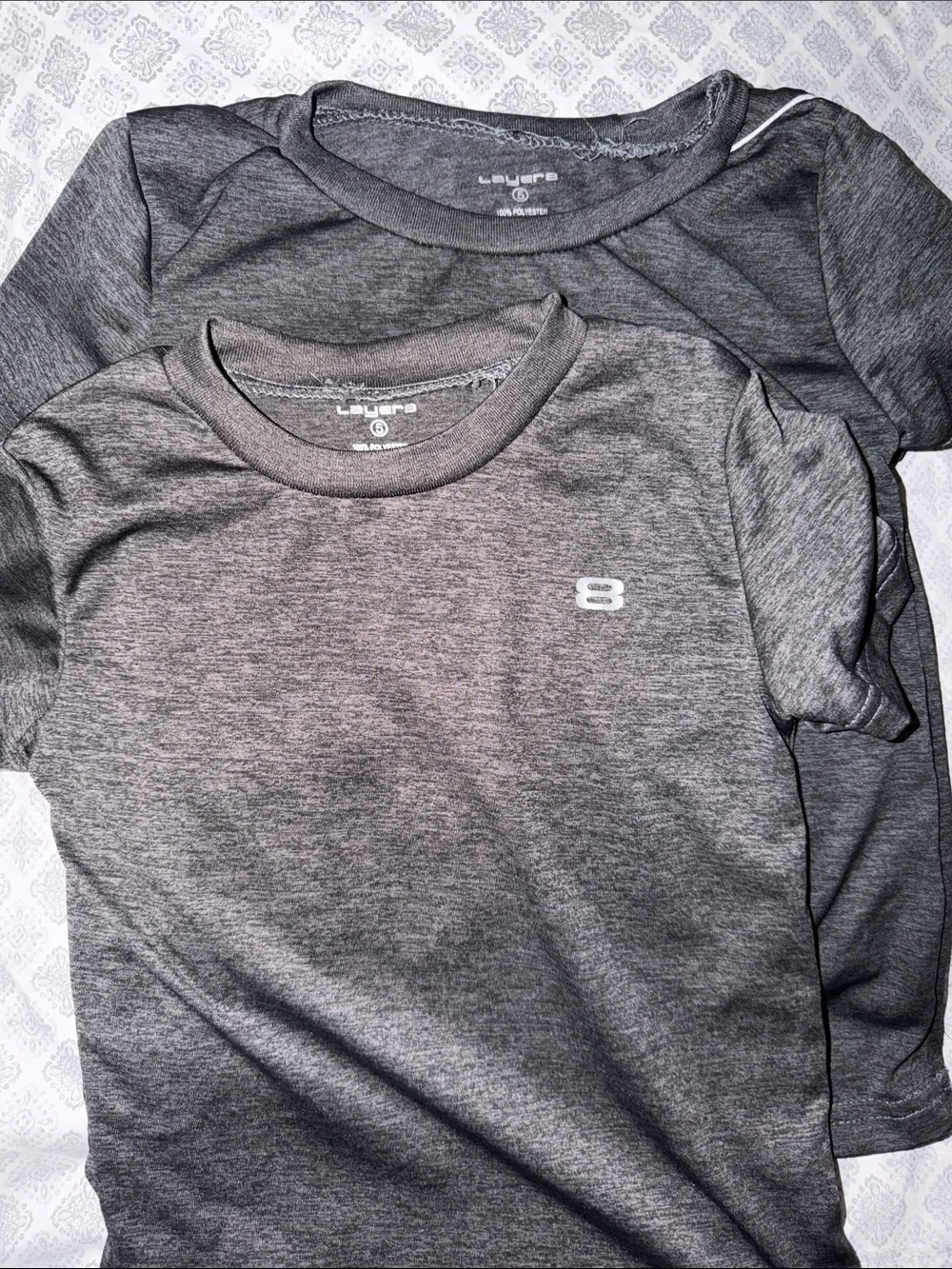 Set of Layer 8 Gray Heather Active Tees - Picture 1 of 4